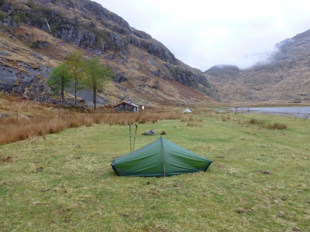 David's tent on a raised, drier spot