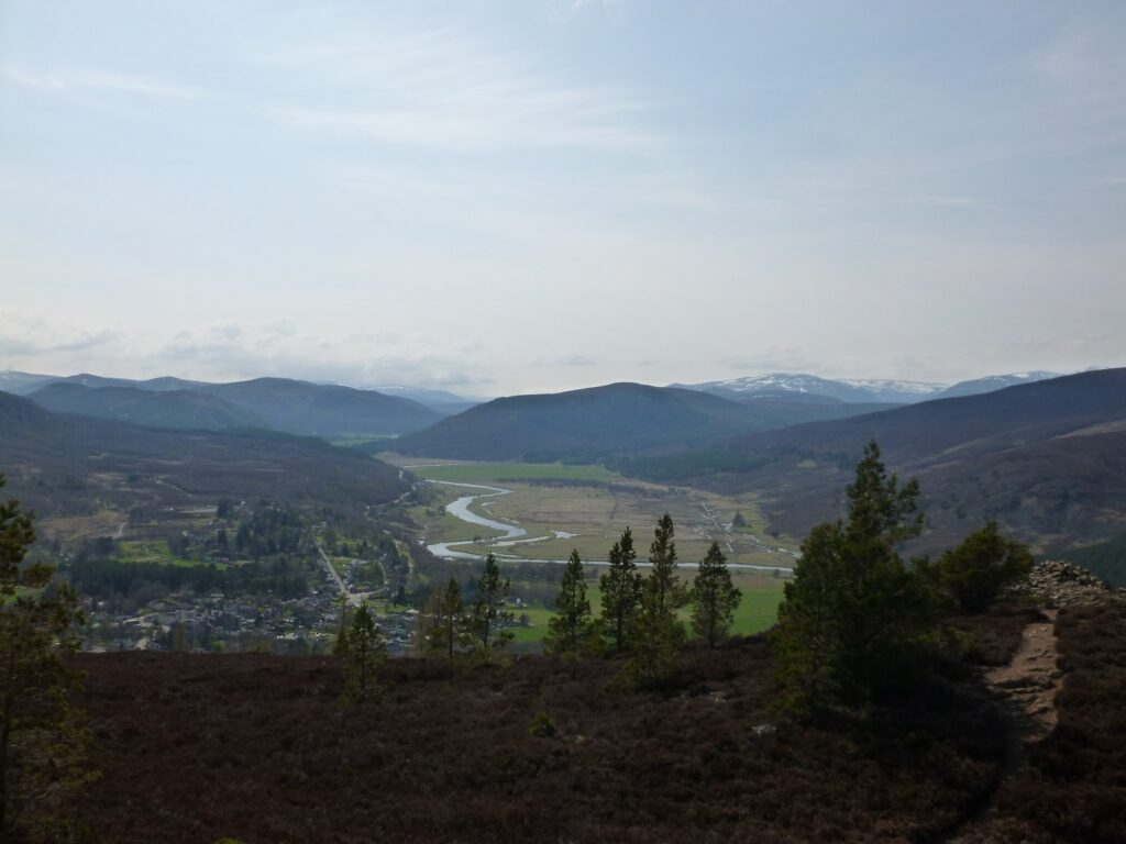 Braemar and the River Dee valley viwed from above.