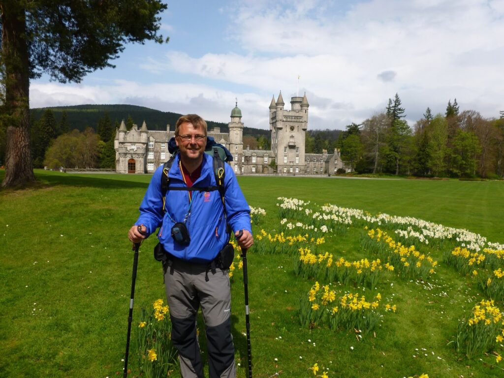 David outside Balmoral Castle on day eleven of his Challenge.