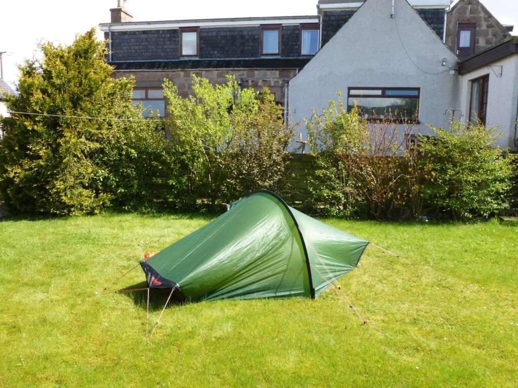 David's tent on lawn at Lochton House