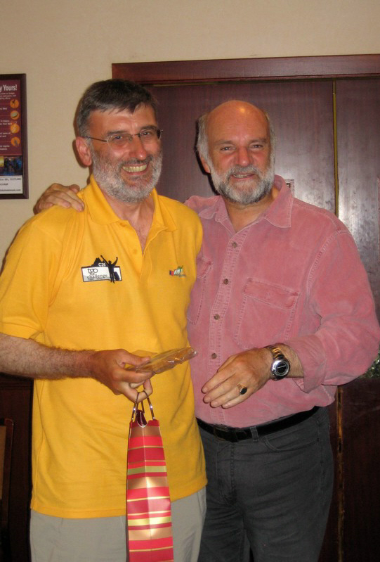 Alan receives award & tenth crossing congratulations from from Cameron McNeish