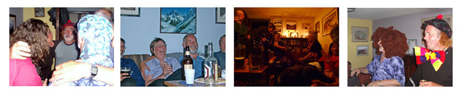 Evening jollity at a highland bothy or lodge near Braemar
