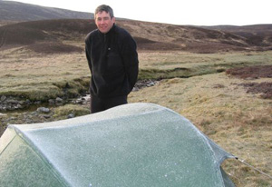 Phil & frozen tent after a cold night