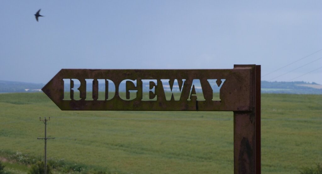Cut-out metal sign with the word "Ridgeway" at Smeathe's Ridge