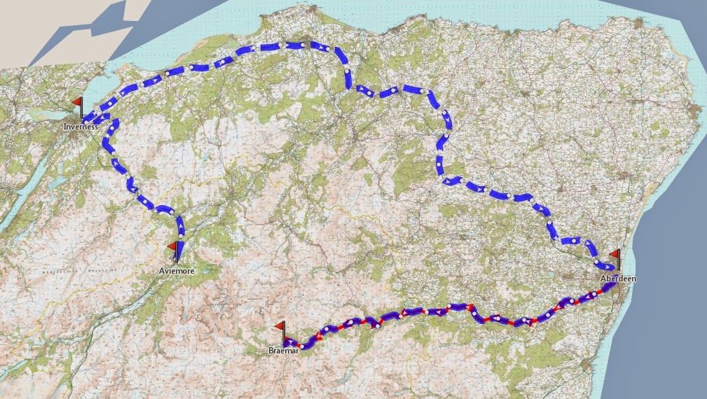 Map of the day's route by rail and bus
