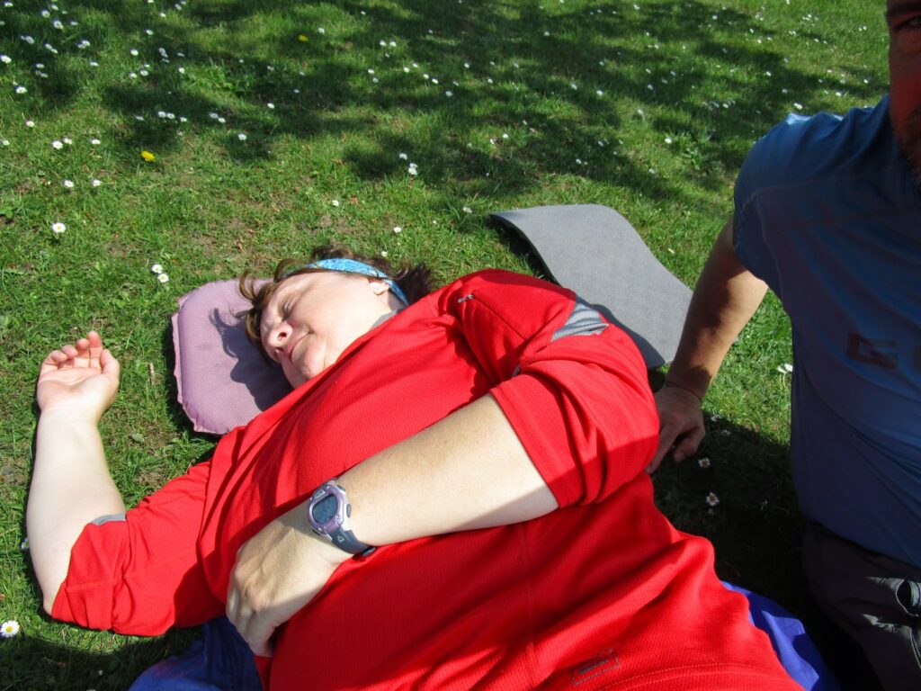 Vicky dozing in warm sunshine