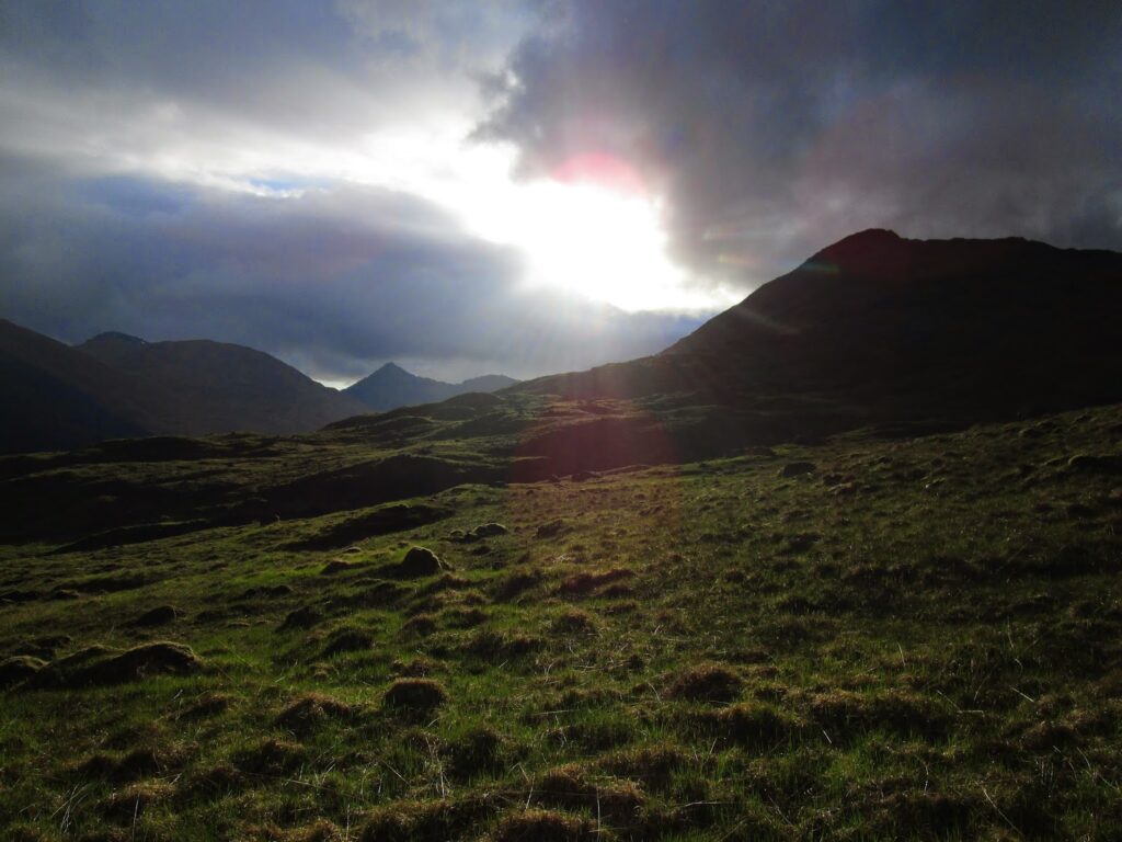 Cloudy sunset looking west
